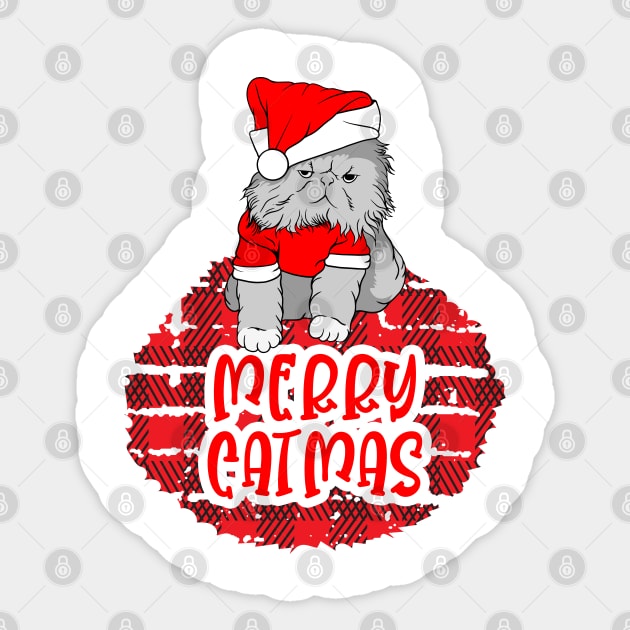 Merry Catmas - Funny Christmas With Cats Sticker by AS Shirts